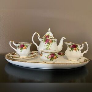 Vintage Royal Albert Old Country Roses Mini Tea Set Bone China Cottagecore